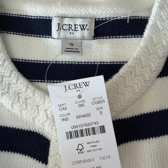 J. Crew Navy and White Striped Sweater. NWT. Size S - Picture 9 of 9